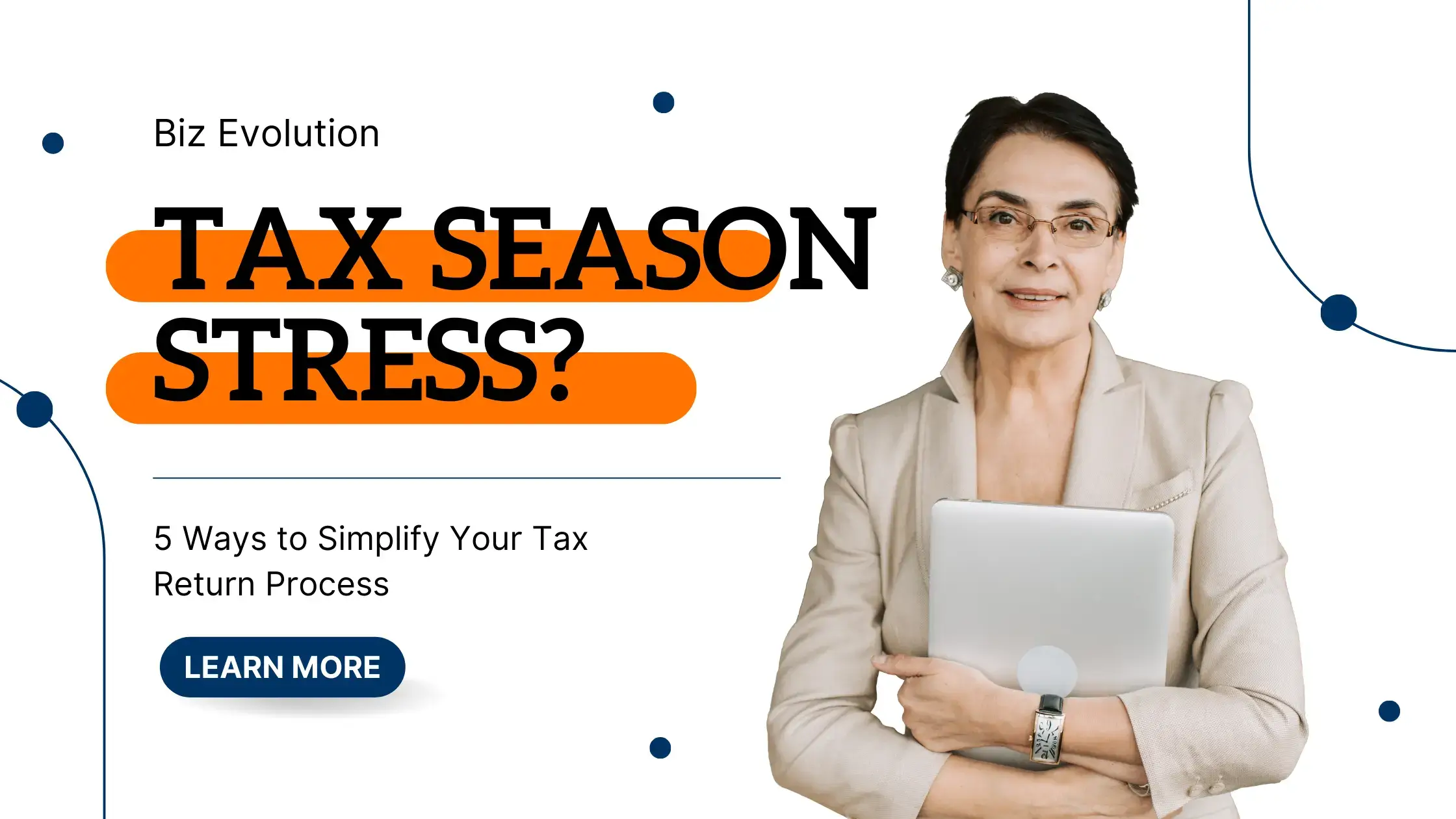 A person reviewing financial documents with a laptop, representing stress-free tax return preparation