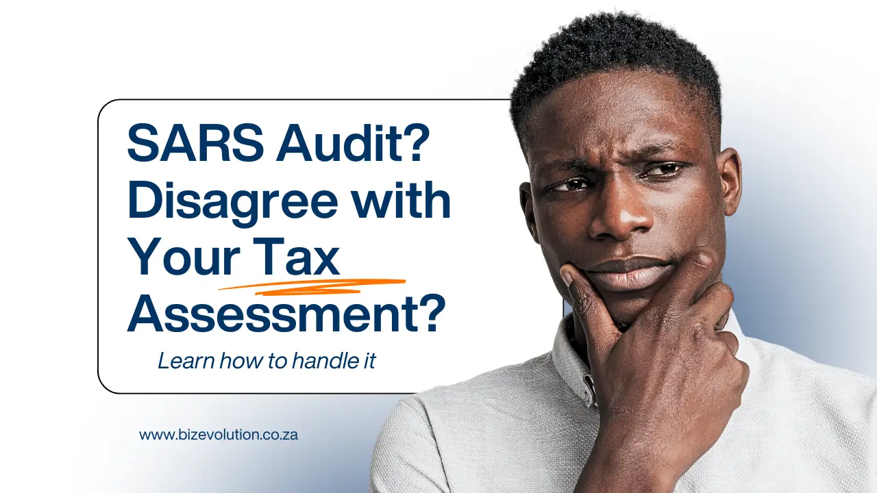 South African taxpayer reviewing SARS audit notice with documents and calculator