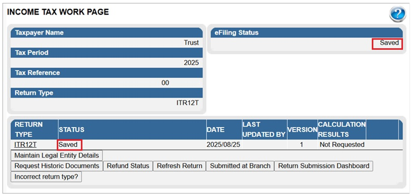 axpayer using SARS eFiling to submit a tax return online