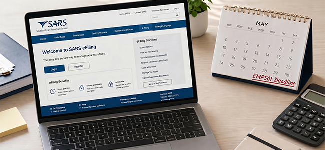EMP501 employer checklist for PAYE UIF SDL SARS payments and IRP5 information
